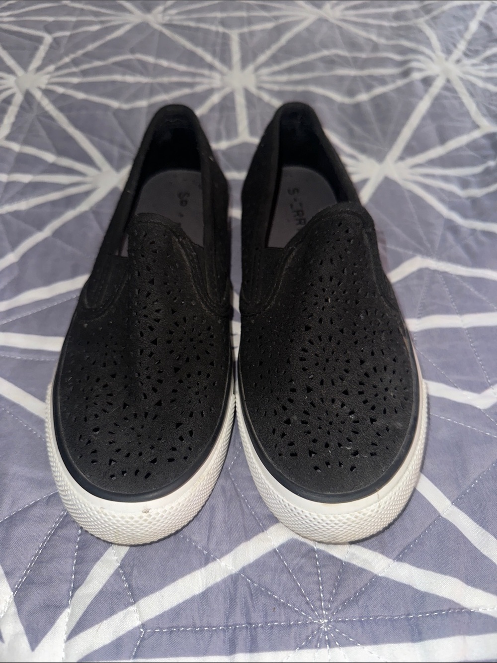 Black Slip-Ons Perforated Women's Sneakers